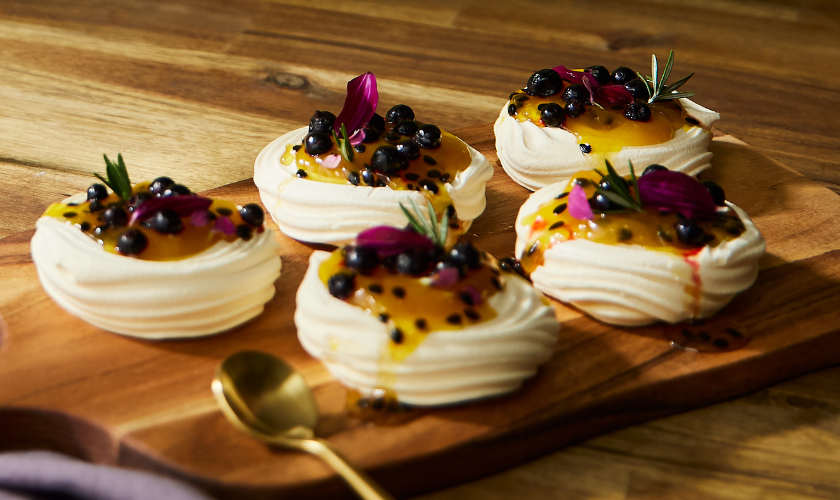 Mini Pavlovas with Passionfruit Curd